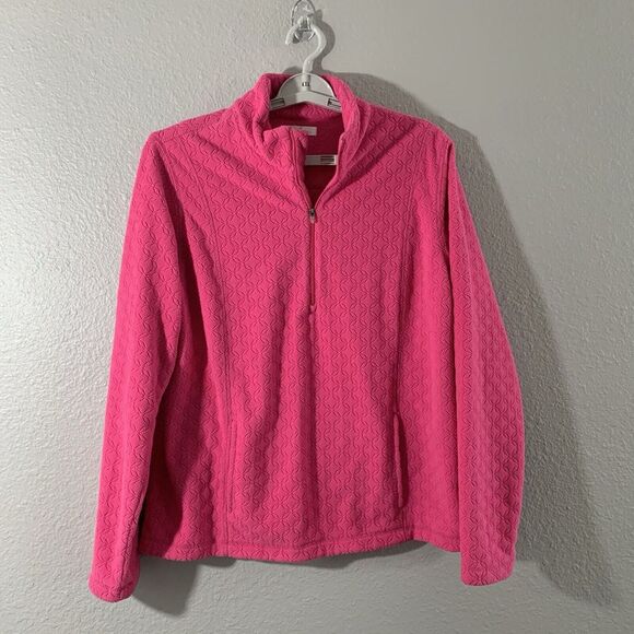 Lady Hagen Women's‎ Barbie Pink 1/4 Zip Fleece Jacket Size L Golf Floral Inlay - Picture 1 of 9